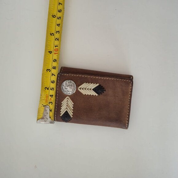 Nocona Men’s Trifold Wallet, Brown Genuine Leather, Buffalo Nickel Accent - Picture 10 of 10